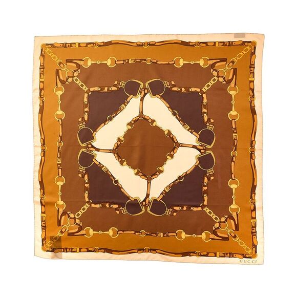 Gucci Accessories - Gucci Print Silk Scarf, Tan